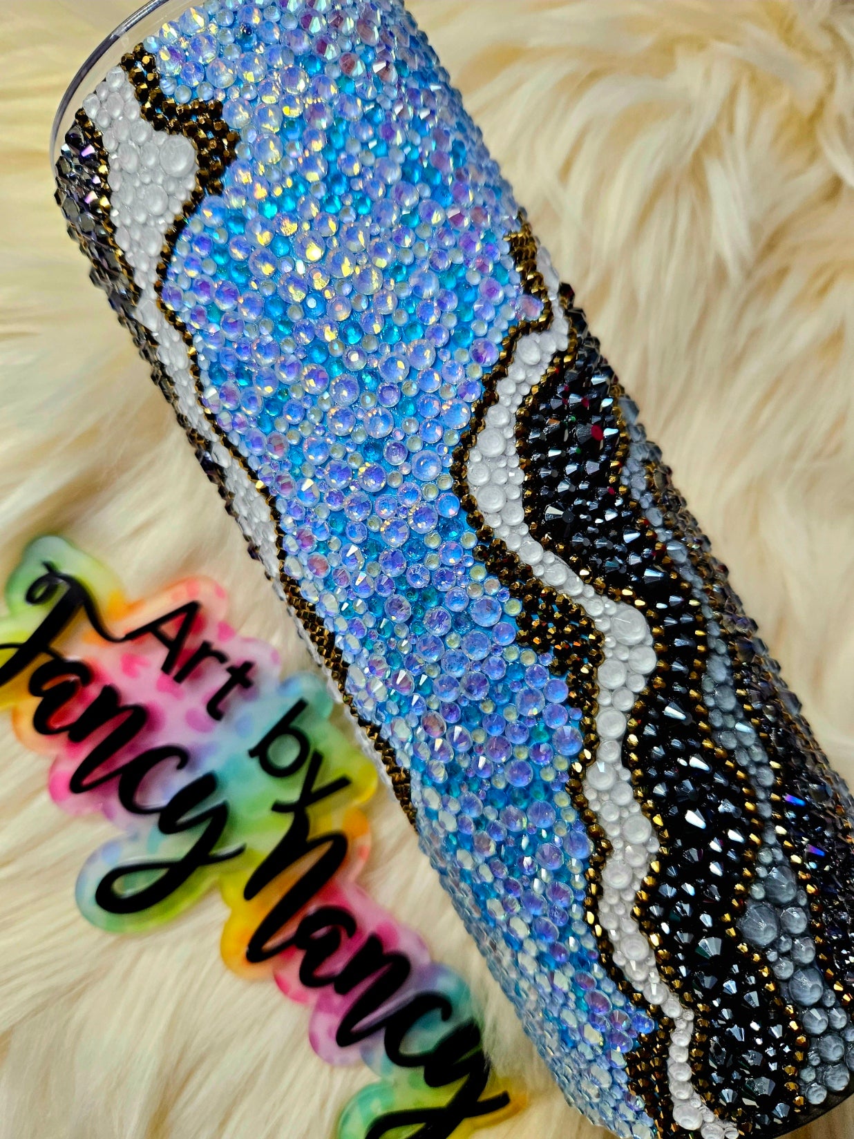 Blue Geode rhinestone tumbler 24oz