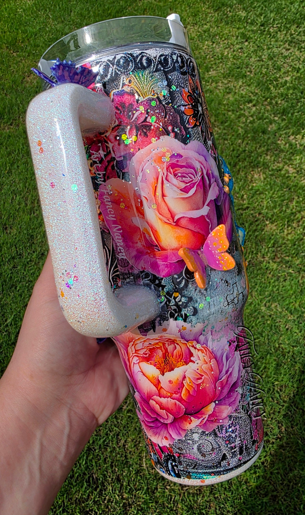 Grunge floral Frog 40oz