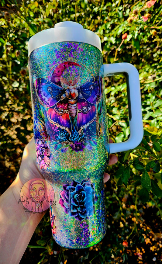 Colorshift floral Moth Inspirational 40 oz Handle