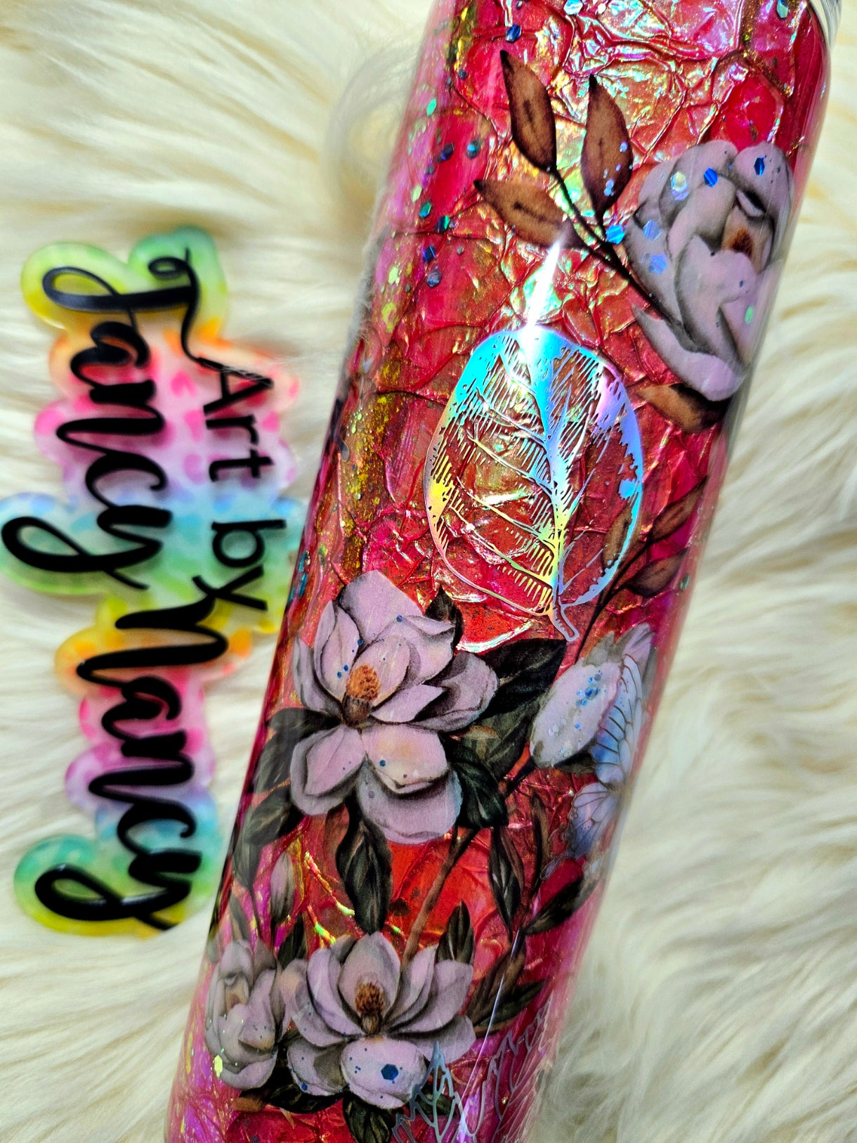 Orange magnolia 30oz taper tumbler