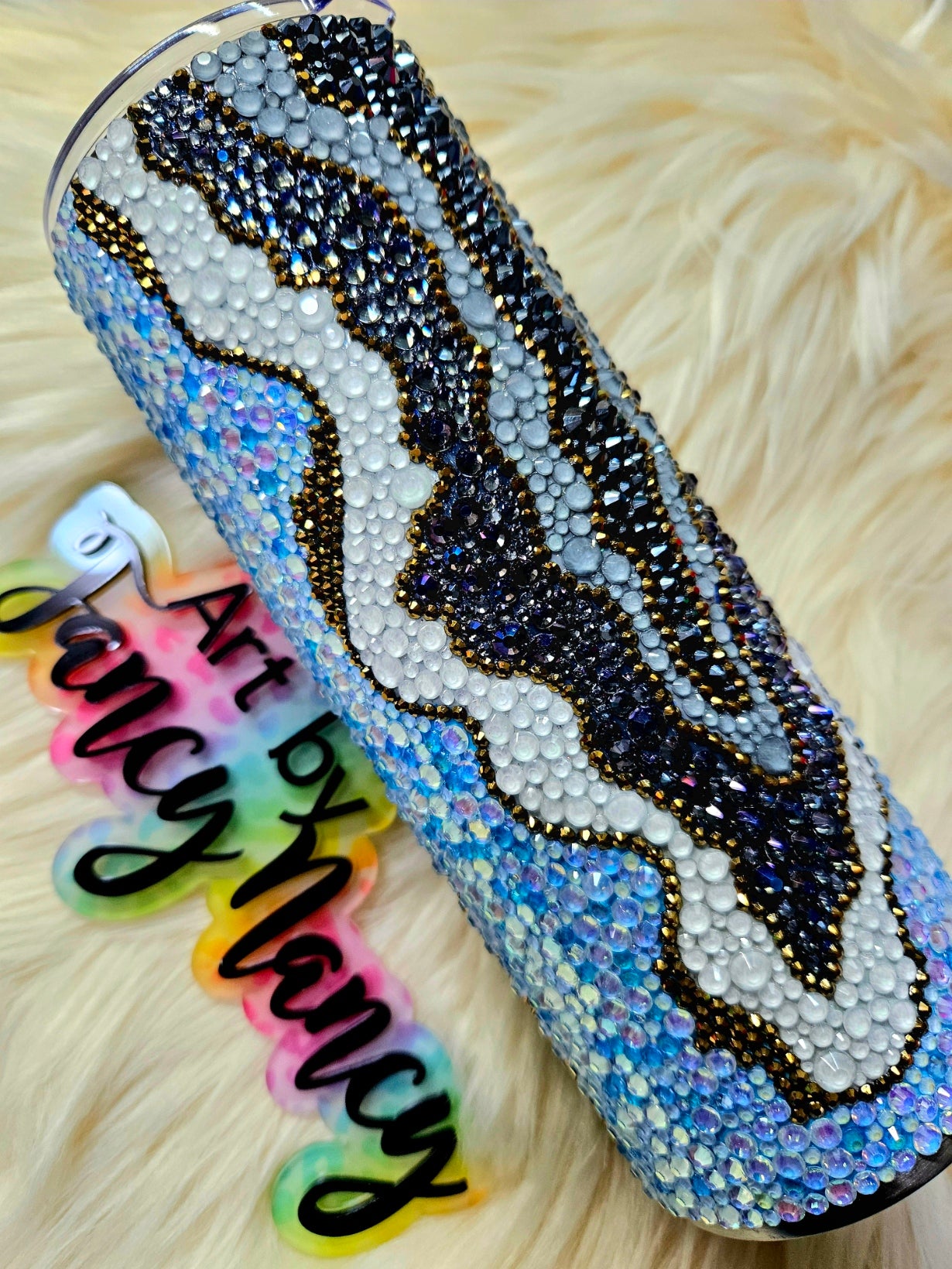 Blue Geode rhinestone tumbler 24oz