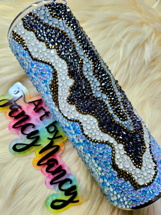 Blue Geode rhinestone tumbler 24oz