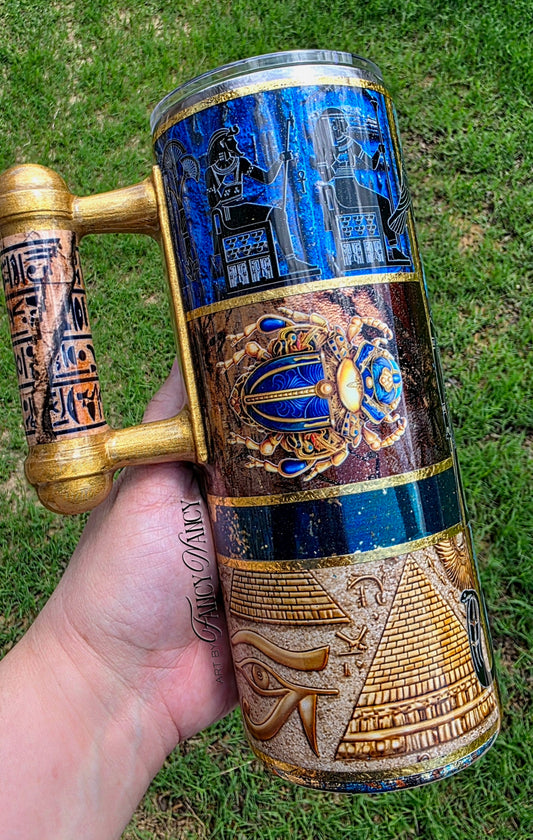 Egyptian Inspired Tumbler with Scroll Handle 30oz