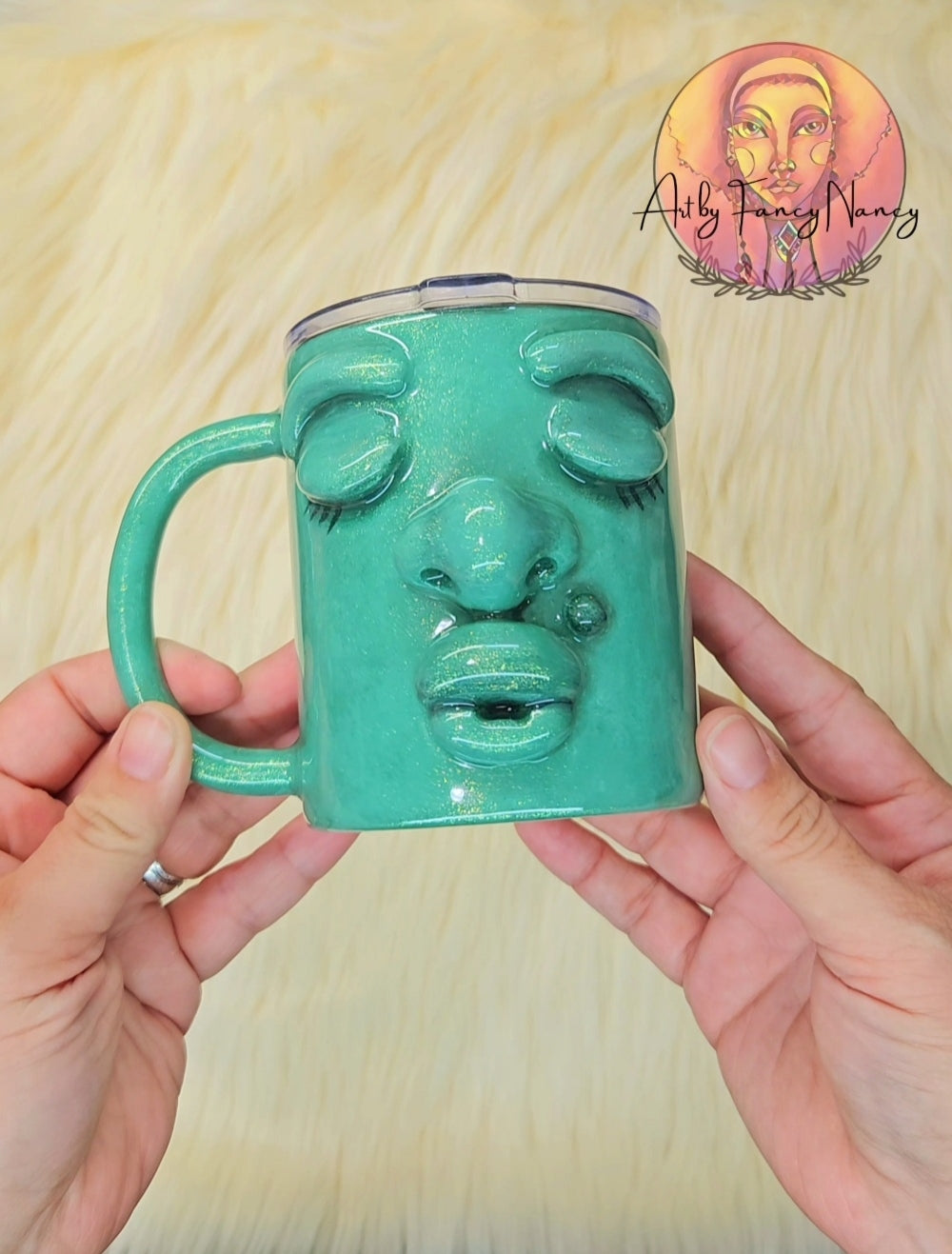 12oz Face Mug in Green