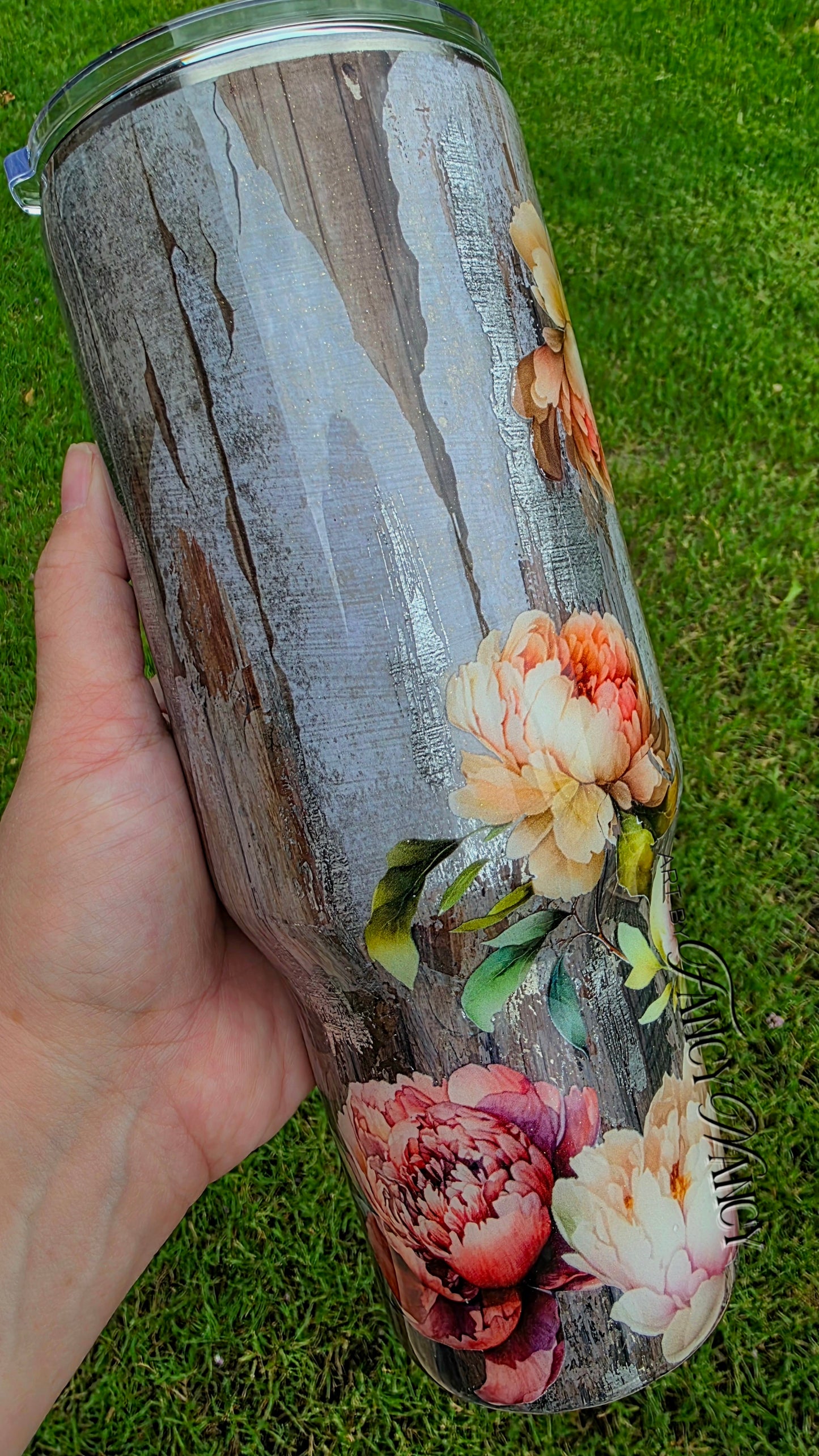 Wood and floral 40oz tumbler