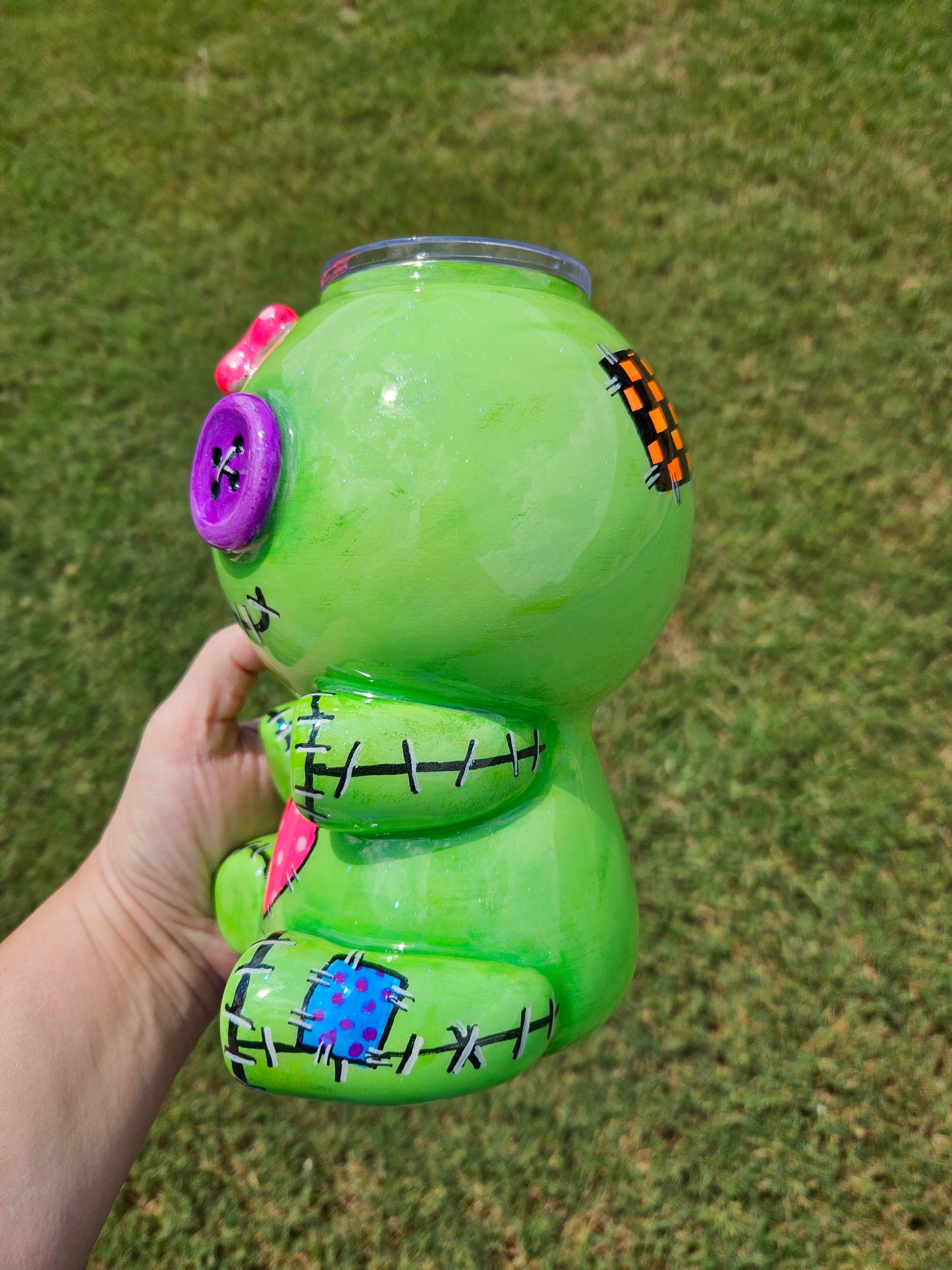 Green voodoo doll tumbler 24oz