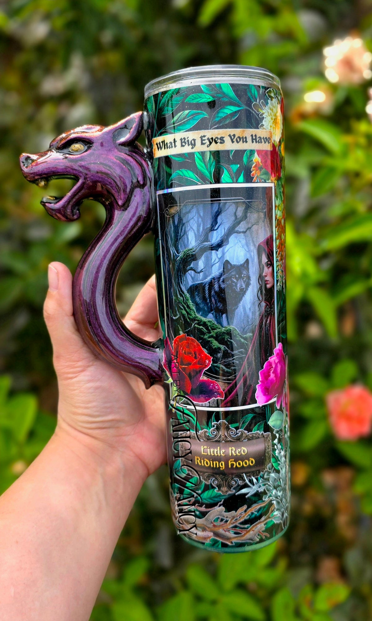 Red Riding Hood tumbler with 3d wolf handle #2 35oz