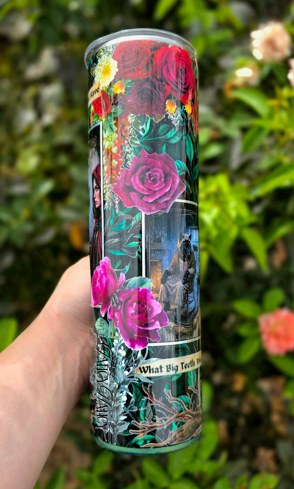 Red Riding Hood tumbler with 3d wolf handle #2 35oz