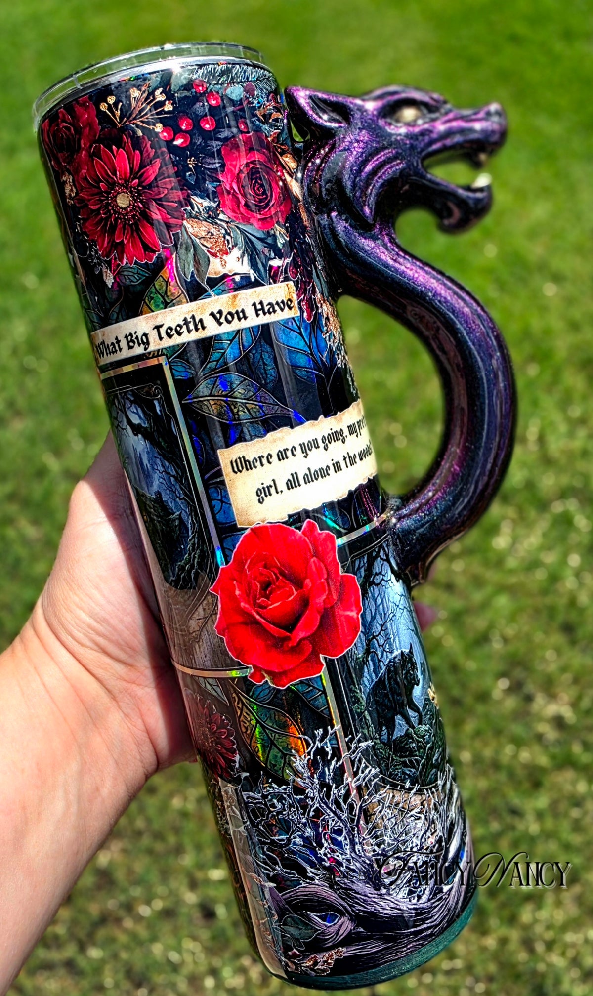 Red Riding Hood tumbler with 3d wolf handle #1 35oz
