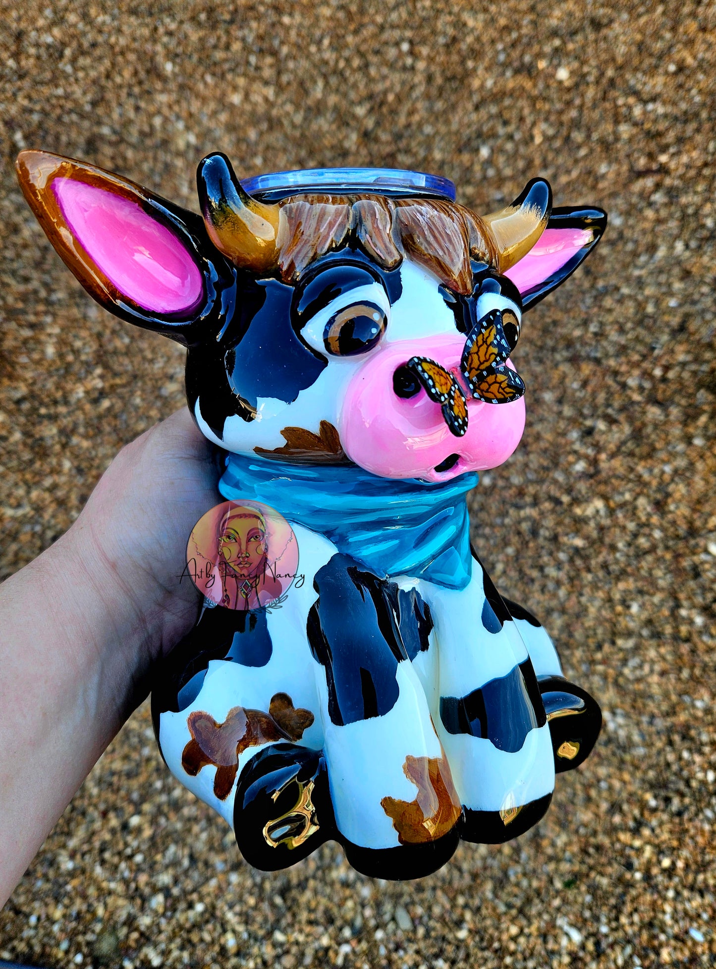 Cute cow with butterfly 24oz