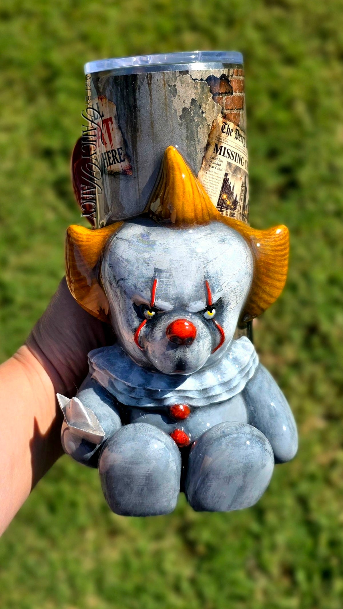 Hand made 30oz thick horror bear tumbler