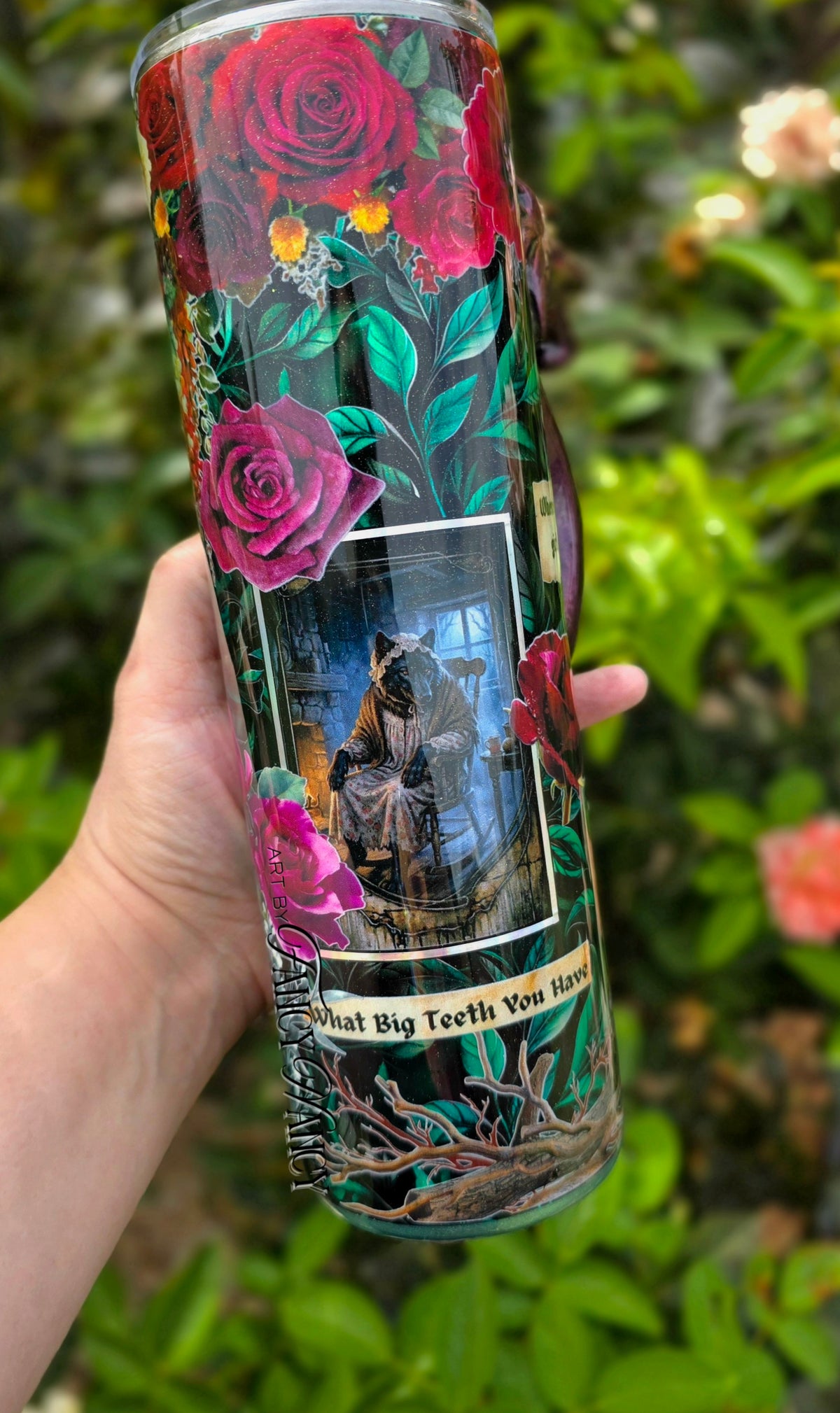 Red Riding Hood tumbler with 3d wolf handle #2 35oz