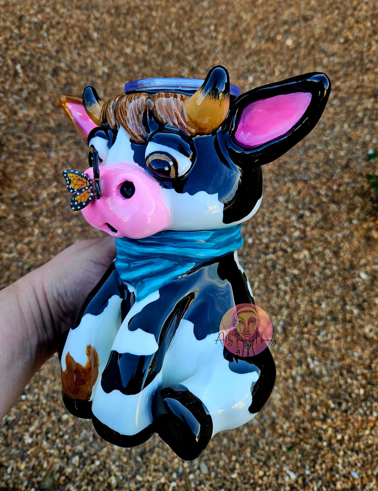 Cute cow with butterfly 24oz