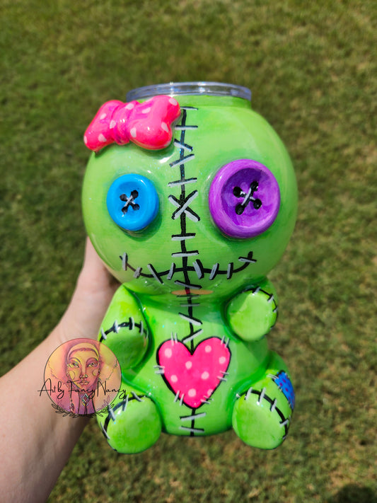 Green voodoo doll tumbler 24oz