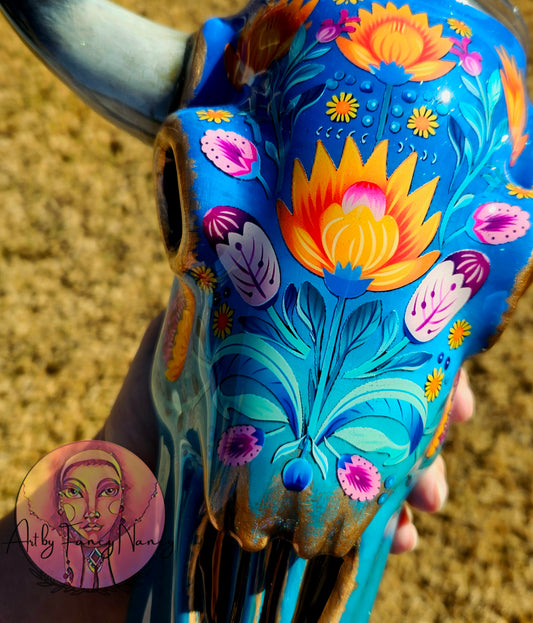 Floral Bull Skull Tumbler 32oz