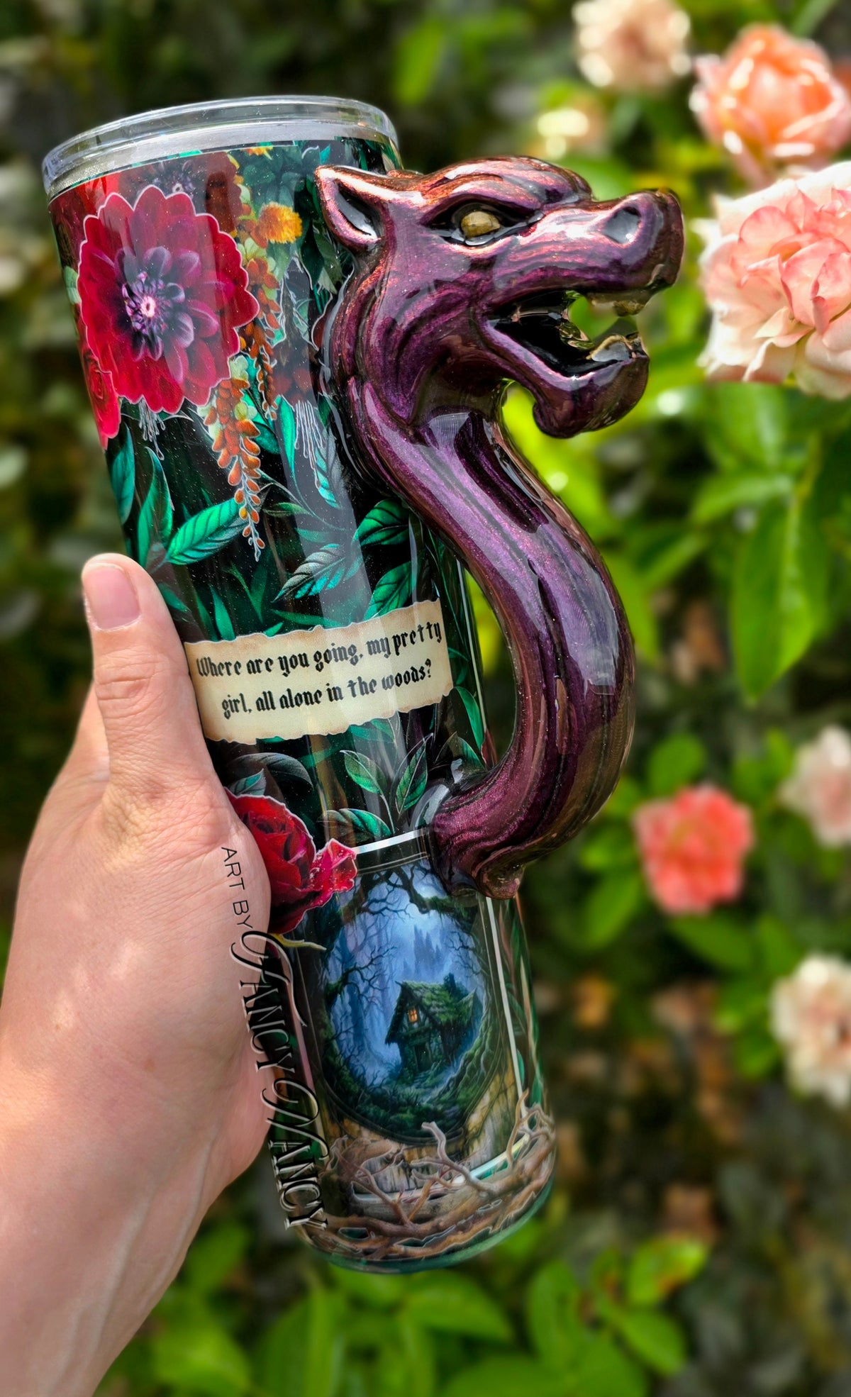 Red Riding Hood tumbler with 3d wolf handle #2 35oz
